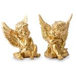 Set of 2 Gold Cherub Angel Statues