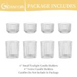 Set of 8 Ribbed Clear Tealight Candle Holders