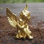 Set of 2 Gold Cherub Angel Statues