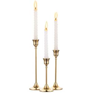 Set of 3 Modern Vintage Brass Cone Candle Holders
