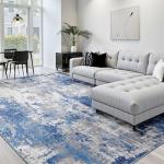 Soft, Washable Non-Slip Area Rug in Blue/Gray
