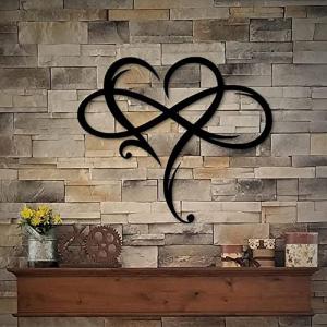 Infinity Heart Metal Wall Art, 15.7x14 Inch Black