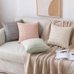 Set of 2 Soft Corduroy Striped Pillow Covers