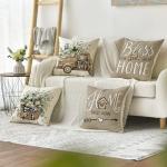 Farmhouse Eucalyptus Leaves Throw Pillow Covers Set