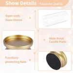 Gold Hurricane Candle Holders with Glass Sleeves - Set of 2