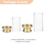 Gold Hurricane Candle Holders with Glass Sleeves - Set of 2