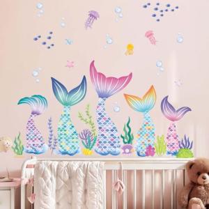 Mermaid Tail Wall Stickers for Kids' Rooms
