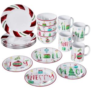 Christmas Stoneware Dinnerware Set - 16 Pieces