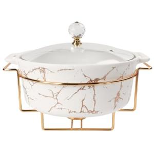 8.7" Ceramic Casserole with Glass Lid and Rack