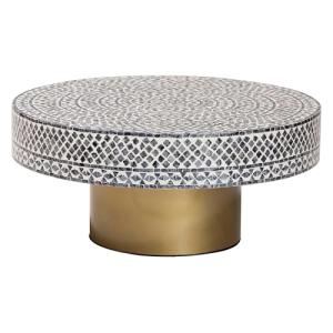 Coastal Black and White Capiz Shell Coffee Table