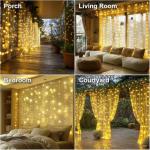 300 LED Fairy Curtain Lights with Remote, Warm White