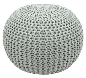 Knitted Cotton Round Pouf Ottoman - Ash Grey