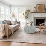 Knitted Cotton Round Pouf Ottoman - Ash Grey