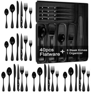 49-Piece Stainless Steel Silverware Set with Organizer