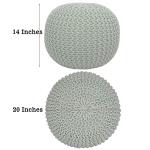 Knitted Cotton Round Pouf Ottoman - Ash Grey