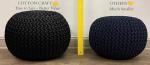Knitted Cotton Round Pouf Ottoman - Ash Grey