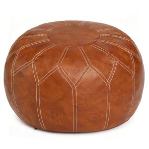 Brown Moroccan Faux Leather Ottoman Pouf Storage