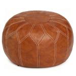 Brown Moroccan Faux Leather Ottoman Pouf Storage