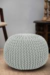 Knitted Cotton Round Pouf Ottoman - Ash Grey