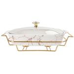 Ceramic Casserole Dish with Glass Lid and Rack