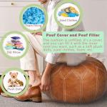 Brown Moroccan Faux Leather Ottoman Pouf Storage