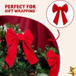 Set of 12 Red Velvet Christmas Bows