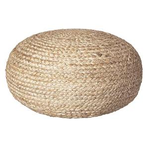 Natural Jute Round Pouf Ottoman for Boho Decor