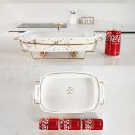 Ceramic Casserole Dish with Glass Lid and Rack