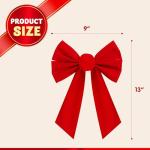 Set of 12 Red Velvet Christmas Bows