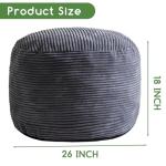 Cozy Gray Velvet Corduroy Pouf with Storage
