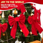 Set of 12 Red Velvet Christmas Bows