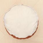 Round Orange Brown Pouf Ottoman for Living Room