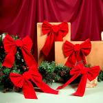Set of 12 Red Velvet Christmas Bows
