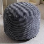 Cozy Gray Velvet Corduroy Pouf with Storage
