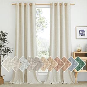 Natural Linen Grommet Curtains, 84 Inch Set