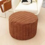Round Orange Brown Pouf Ottoman for Living Room