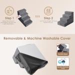 Dog Stairs for High Beds - 4 Steps, Grey