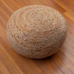 Natural Jute Round Pouf Ottoman for Boho Decor