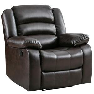 Manual Reclining Armchair in Dark Brown Faux Leather