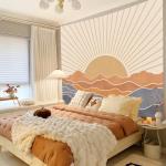 Boho Rainbow Sun Tapestry for Bedroom Decor