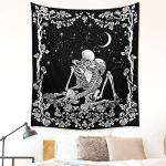 Vivid Lovers Skull Wall Tapestry for Bedrooms