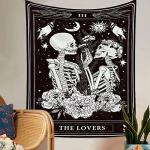 Black and White Skull Tapestry for Dark Decor