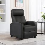 Black Leather Recliner Chair with Lumbar Support