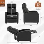 Black Leather Recliner Chair with Lumbar Support