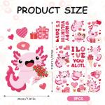 Cute Axolotl Hearts Window Clings for Valentine's Day