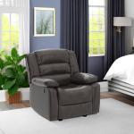 Manual Reclining Armchair in Dark Brown Faux Leather