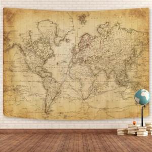 Vintage Old World Map Tapestry for Home Decor