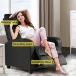 Black Leather Recliner Chair with Lumbar Support