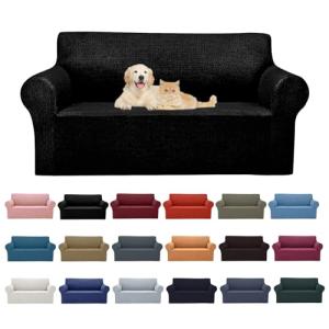 Black Stretch Loveseat Sofa Slipcover for Pets