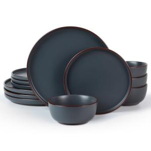 Famiware 12-Piece Charcoal Dinnerware Set for 4